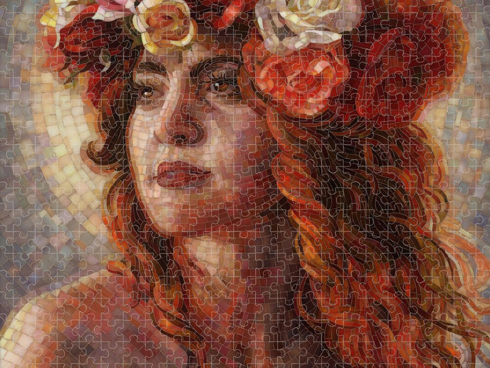 Glass Jigsaw Puzzle featuring the painting Glory by Mia Tavonatti