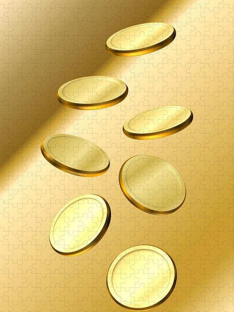 Coins Jigsaw Puzzle featuring the digital art Gold Coins by Cyril Maza