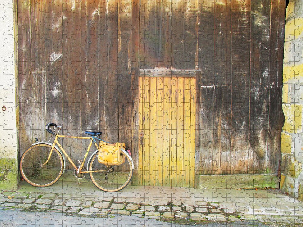 Golden Yellow Jigsaw Puzzle featuring the photograph Golden Bike by Randi Kuhne