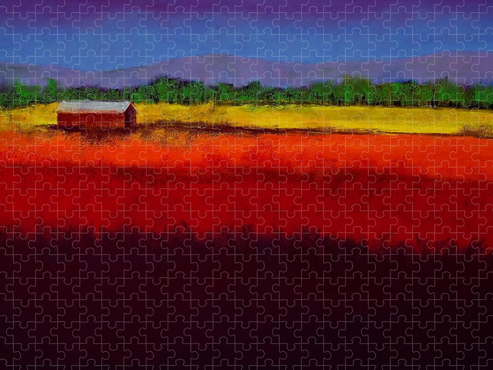 Golden Field Jigsaw Puzzle featuring the painting Golden Field by David Patterson