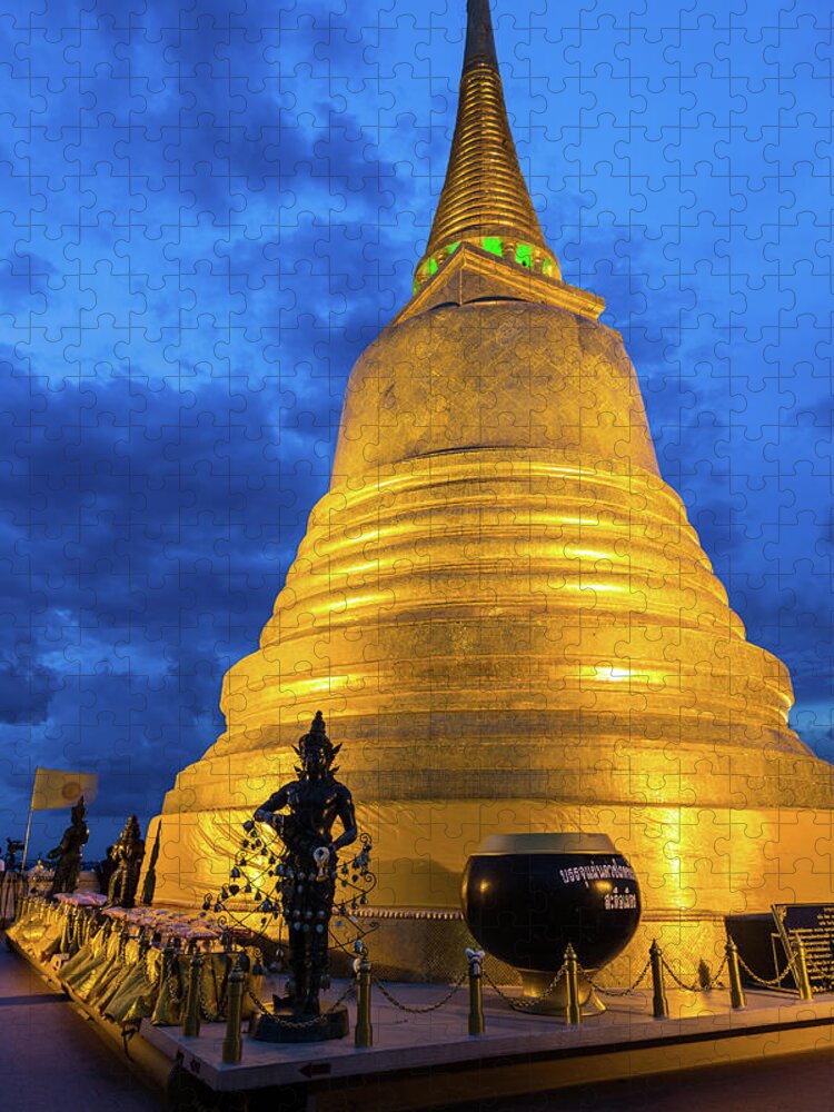 Thai Culture Jigsaw Puzzle featuring the photograph Golden Mount Stupa - Bangkok by @ Didier Marti