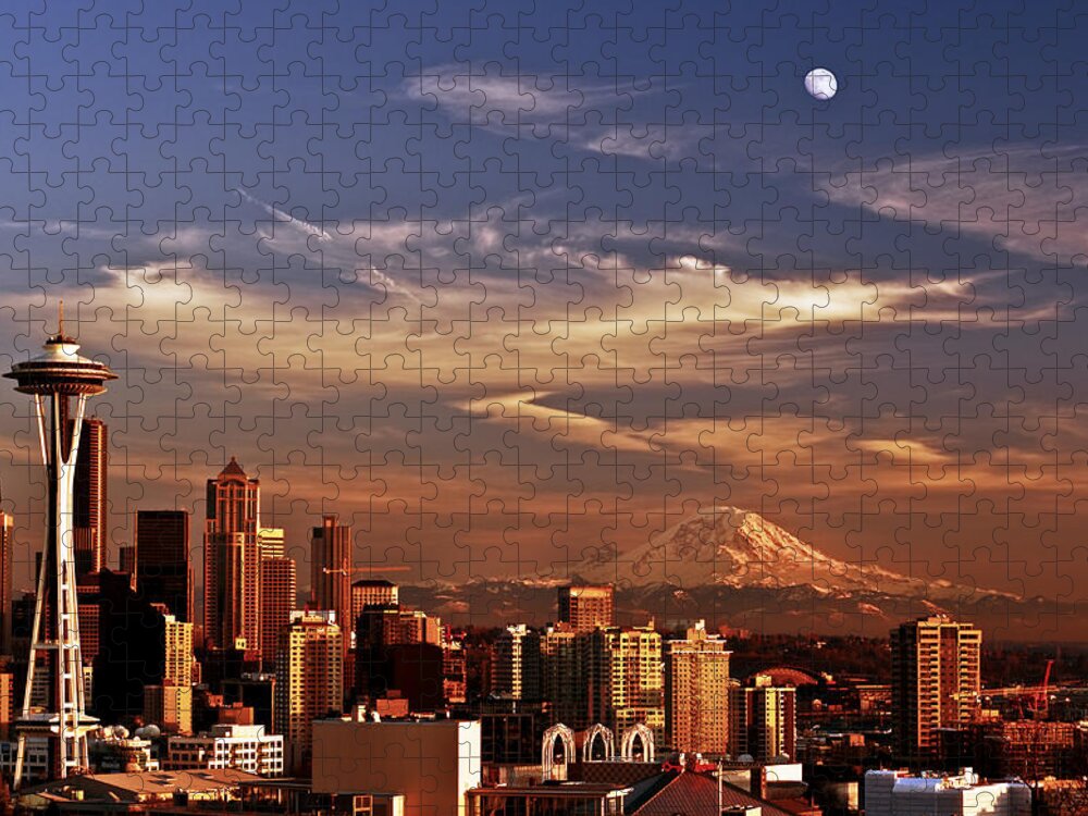 Seattle Jigsaw Puzzle featuring the photograph Golden Seattle by Darren White