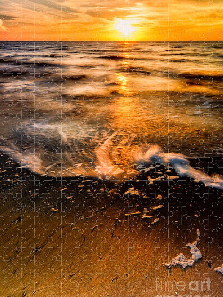 Hdr Jigsaw Puzzle featuring the photograph Golden Sunset by Adrian Evans