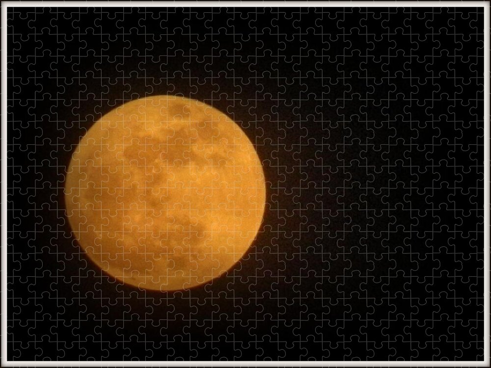 Moon Jigsaw Puzzle featuring the photograph Golden Super Moon by Kathy Barney