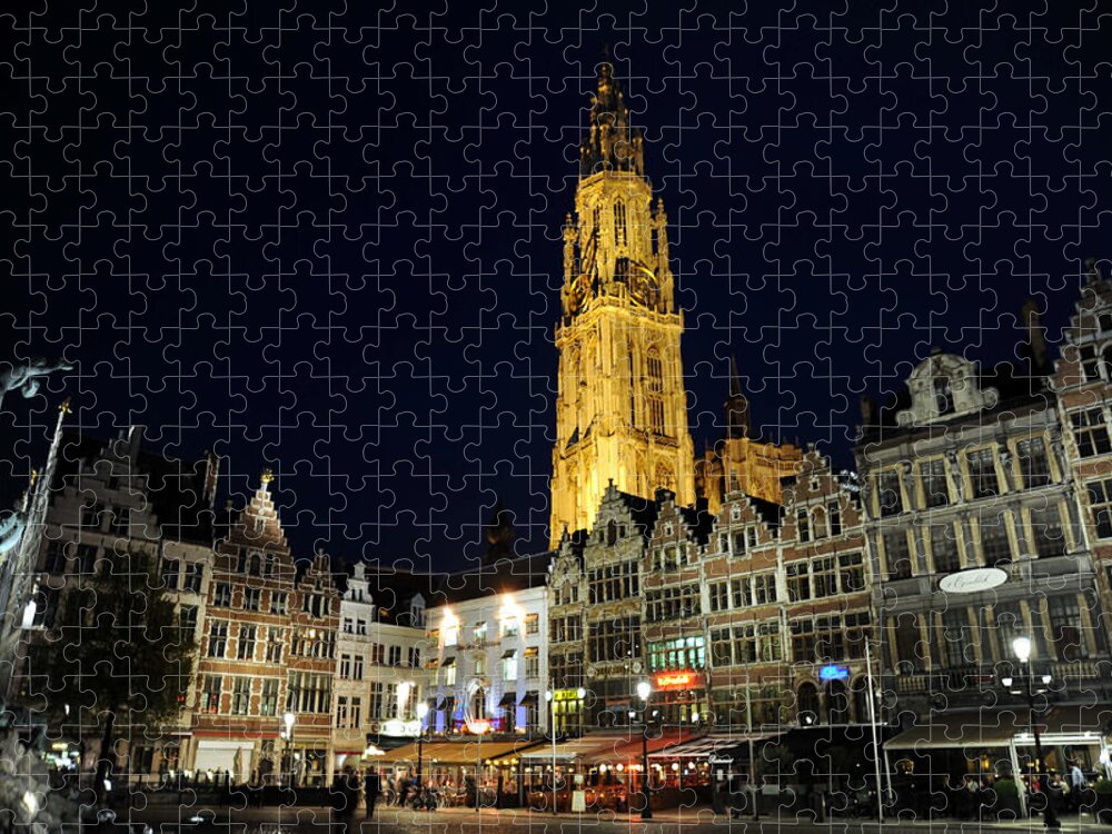 Antwerp Belgium Jigsaw Puzzle featuring the photograph Golden Tower by Richard Gehlbach