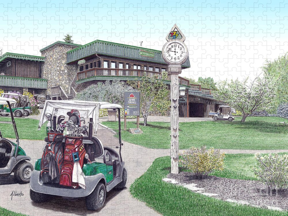 Golf Jigsaw Puzzle featuring the painting Golf Seven Springs Mountain Resort by Albert Puskaric