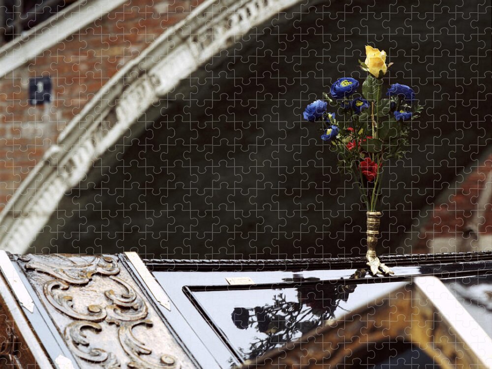 Venice Jigsaw Puzzle featuring the photograph Gondola con Fiori by Riccardo Mottola