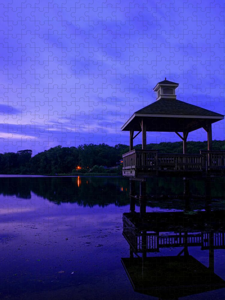 Navy Blue Jigsaw Puzzle featuring the photograph Gorton Pond Rhode Island by Lourry Legarde