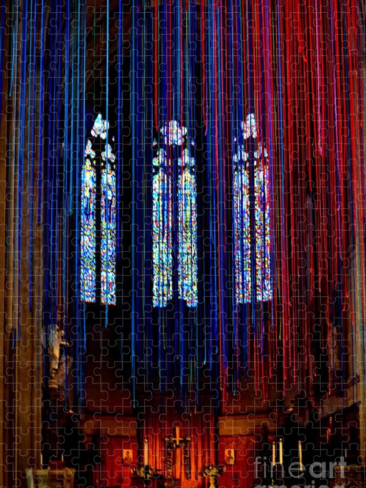 Grace Cathedral Jigsaw Puzzle featuring the photograph Grace Cathedral with Ribbons by Dean Ferreira