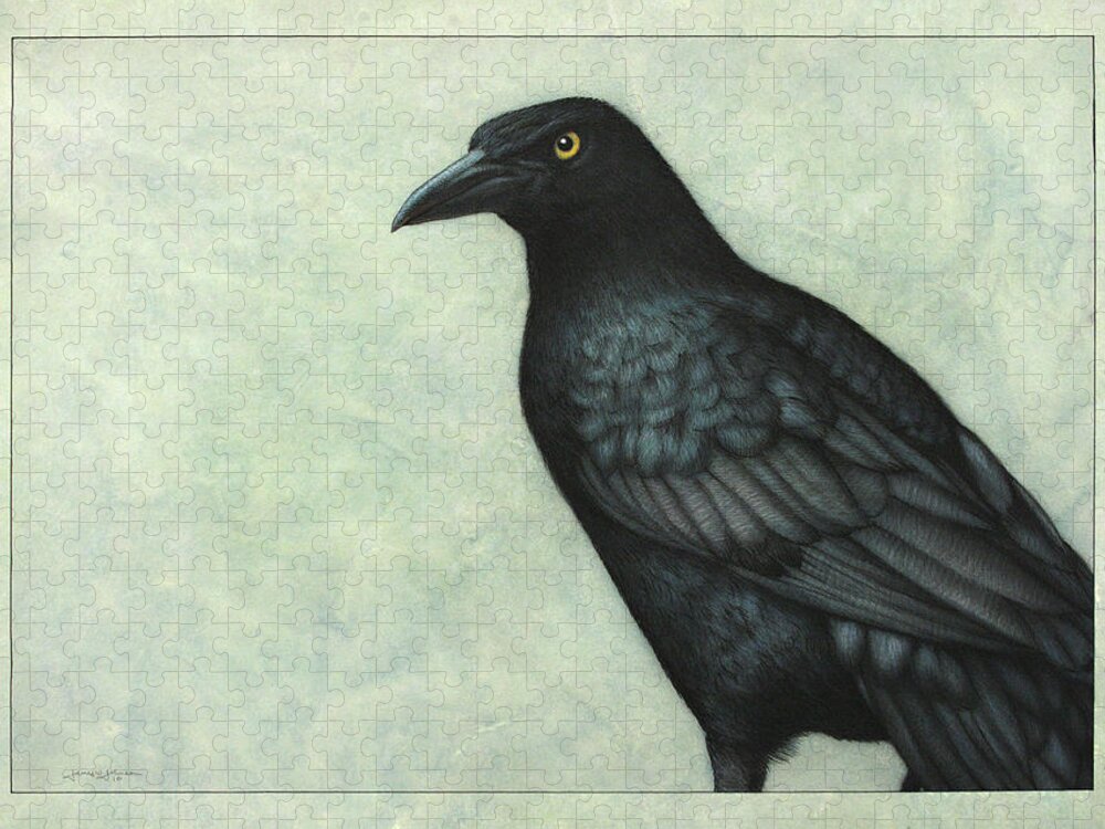 Grackle Jigsaw Puzzle featuring the painting Grackle by James W Johnson