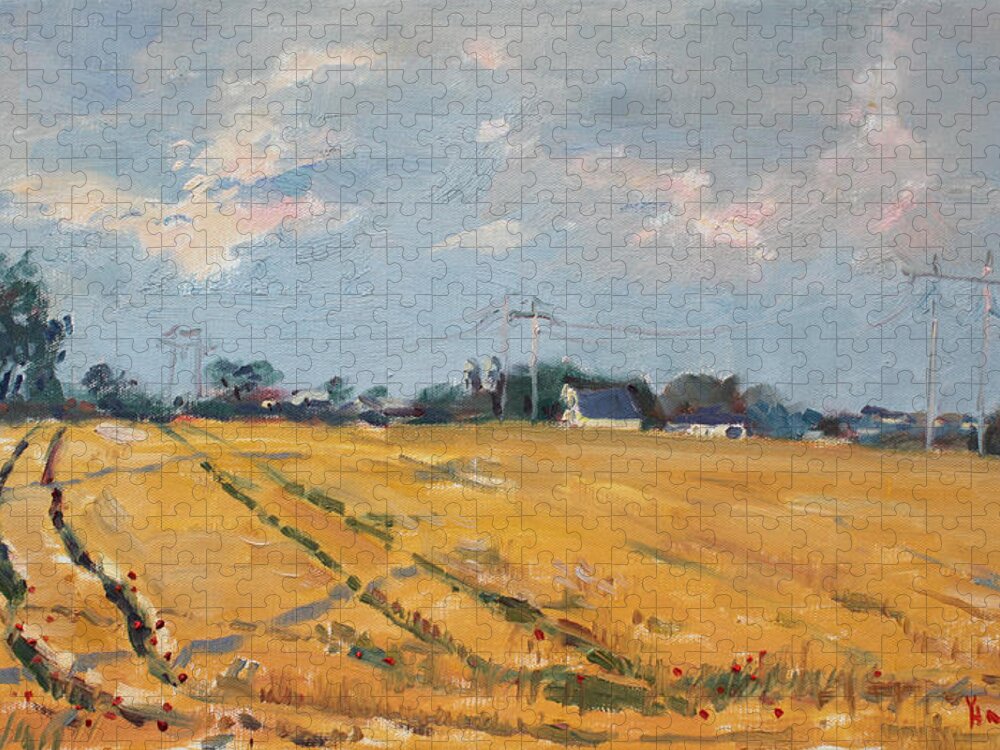 Grain Field Jigsaw Puzzle featuring the painting Grain Field by Ylli Haruni