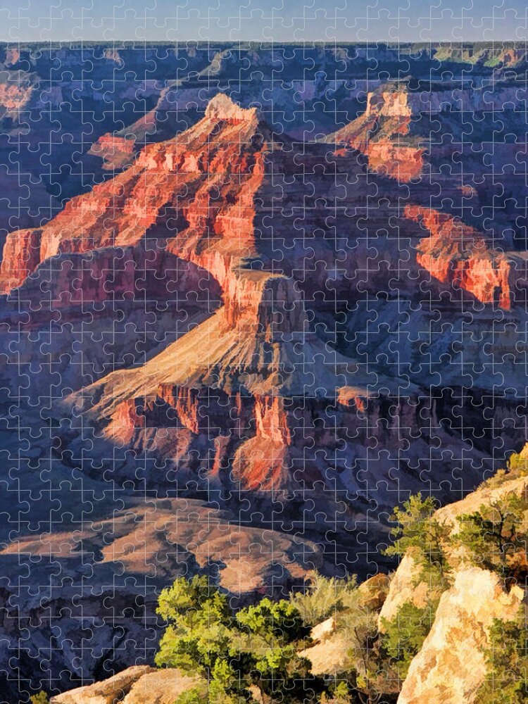 Grand Canyon Jigsaw Puzzle featuring the painting Grand Canyon National Park Sunset Ridge by Christopher Arndt