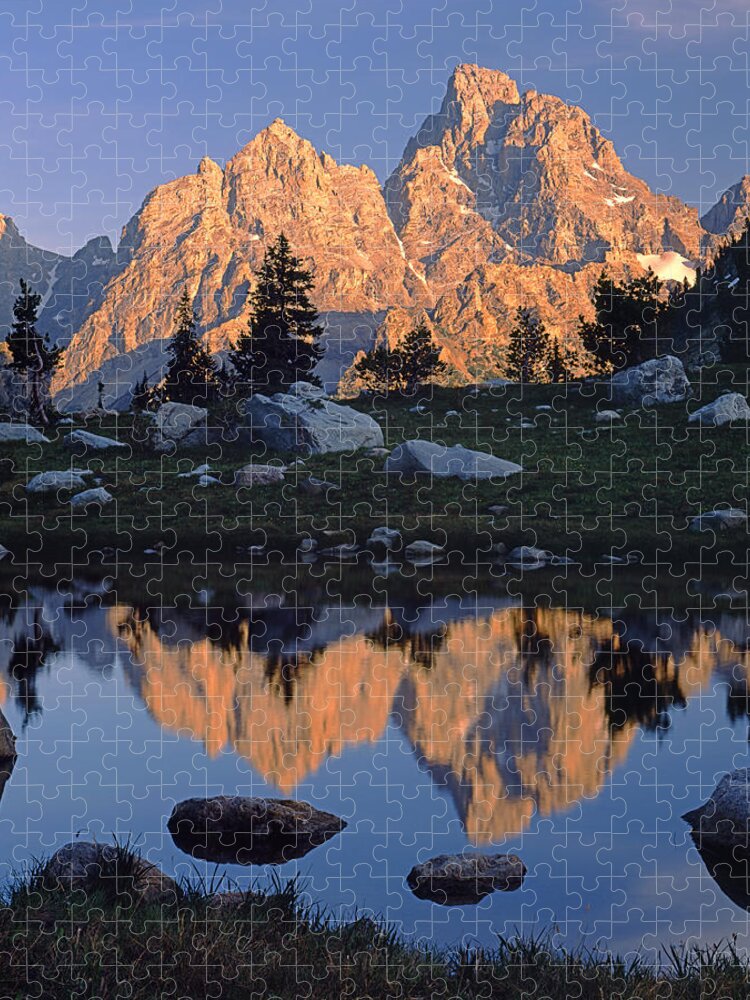 Mt. Owen Jigsaw Puzzle featuring the photograph 1M9376-Grand Teton Reflect 2 by Ed Cooper Photography
