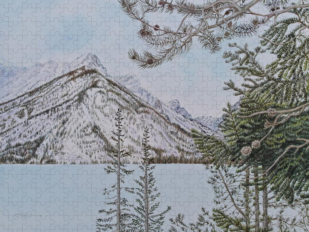 Jenny Lake Jigsaw Puzzle featuring the painting Grand Teton View by Michele Myers