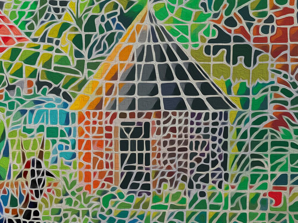 Acrylics Jigsaw Puzzle featuring the painting Grandma's House by Anthony Mwangi