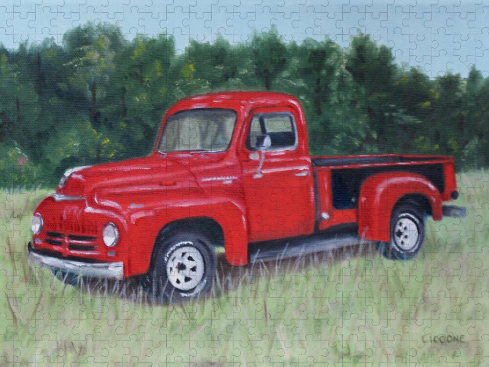 Vintage Jigsaw Puzzle featuring the painting Grandpa's Truck by Jill Ciccone Pike