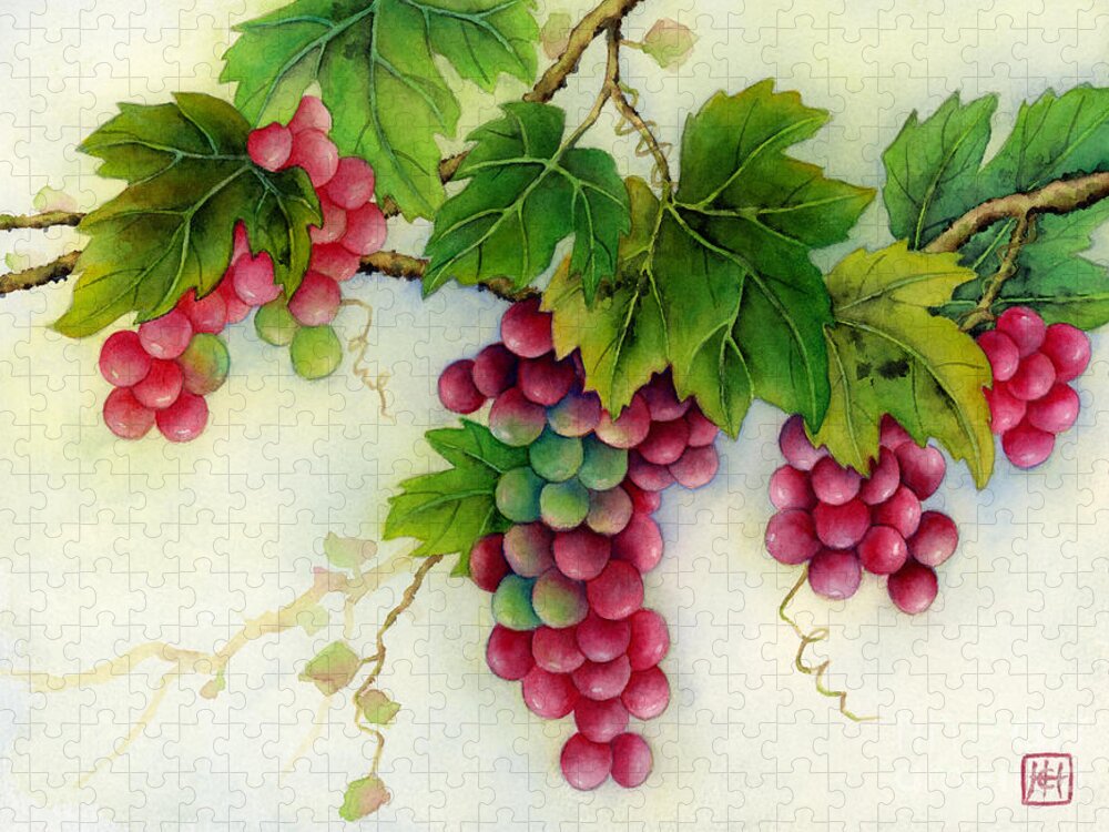 Grapes Jigsaw Puzzle featuring the painting Grapes by Hailey E Herrera