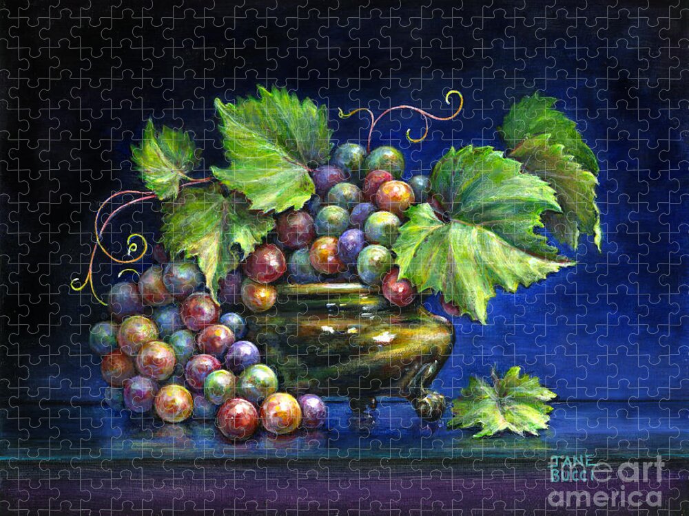 Still Life Jigsaw Puzzle featuring the painting Grapes in a Footed Bowl by Jane Bucci