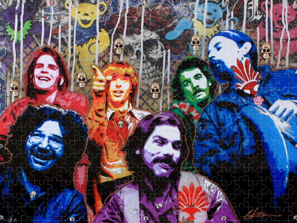 Grateful Dead Jigsaw Puzzle featuring the painting Grateful Dead by Gary Kroman