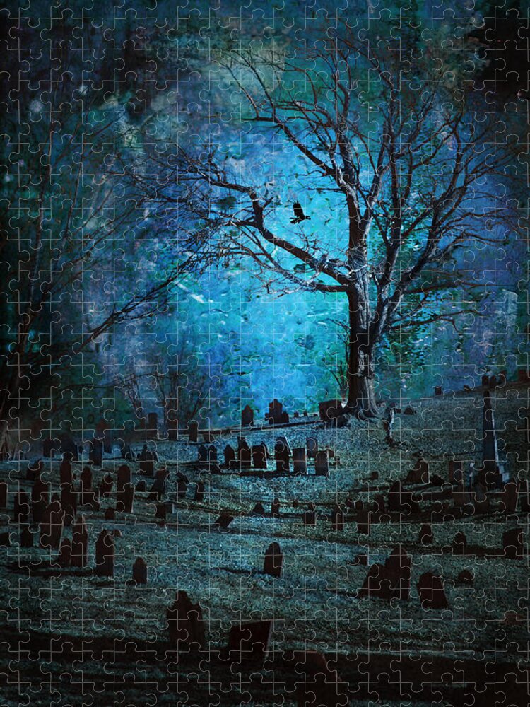 Graveyard Jigsaw Puzzle featuring the digital art Graveyard by Rick Mosher