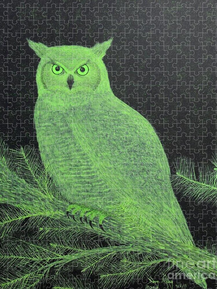 Great Horned Owls Jigsaw Puzzle featuring the painting Great Horned Owl by Doug Miller