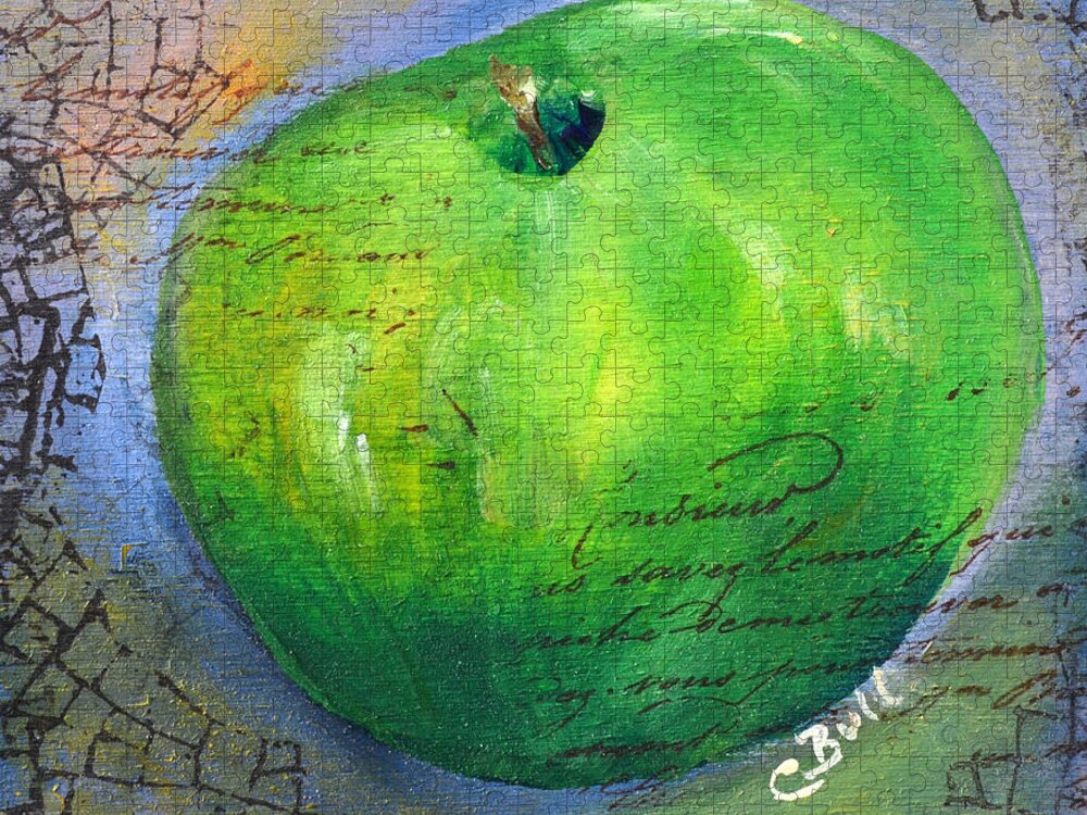 Green Apple Jigsaw Puzzle featuring the painting Green Apple by Claire Bull