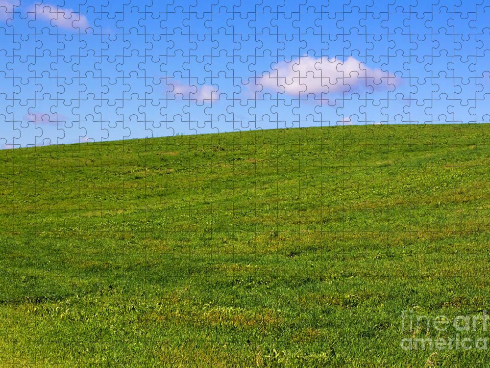 Landscape Jigsaw Puzzle featuring the photograph Green Hill with Blue Sky by Barbara McMahon