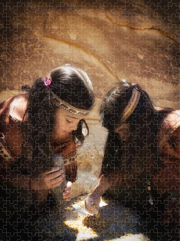 Ancient Jigsaw Puzzle featuring the photograph Grinding Corn by Betty Depee