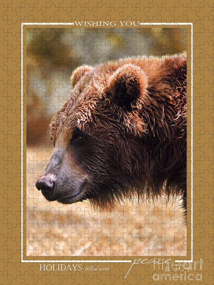 Animal Christmas Cards Jigsaw Puzzle featuring the photograph Grizzly Bear Wildlife Christmas Cards by Jai Johnson