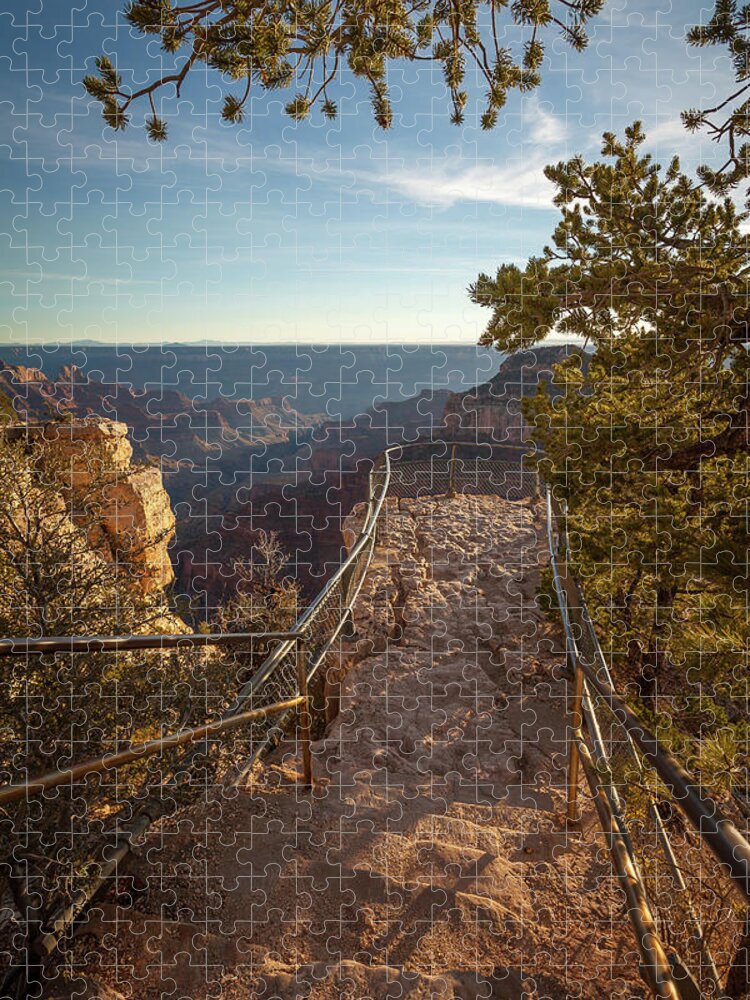 Scenics Jigsaw Puzzle featuring the photograph Guard Rails Along The North Rim by Eric R. Hinson