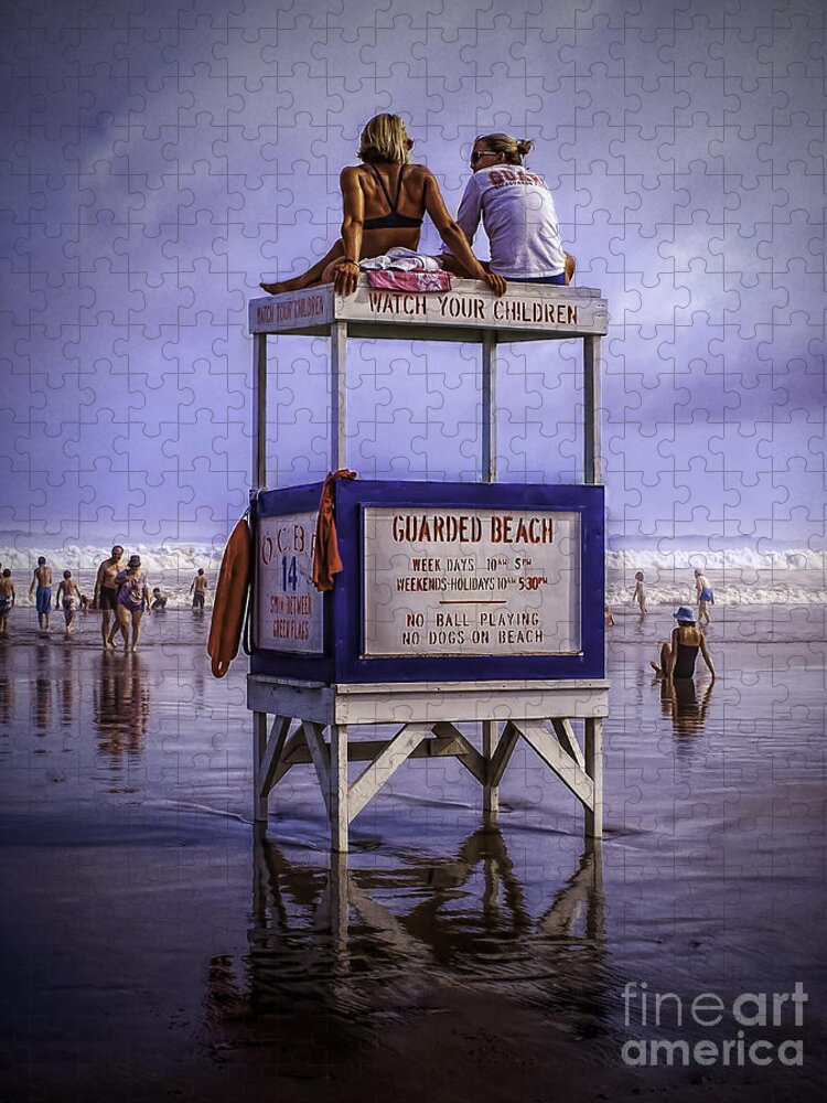 Lifeguard Jigsaw Puzzle featuring the photograph Guarding the Beach by Nick Zelinsky Jr