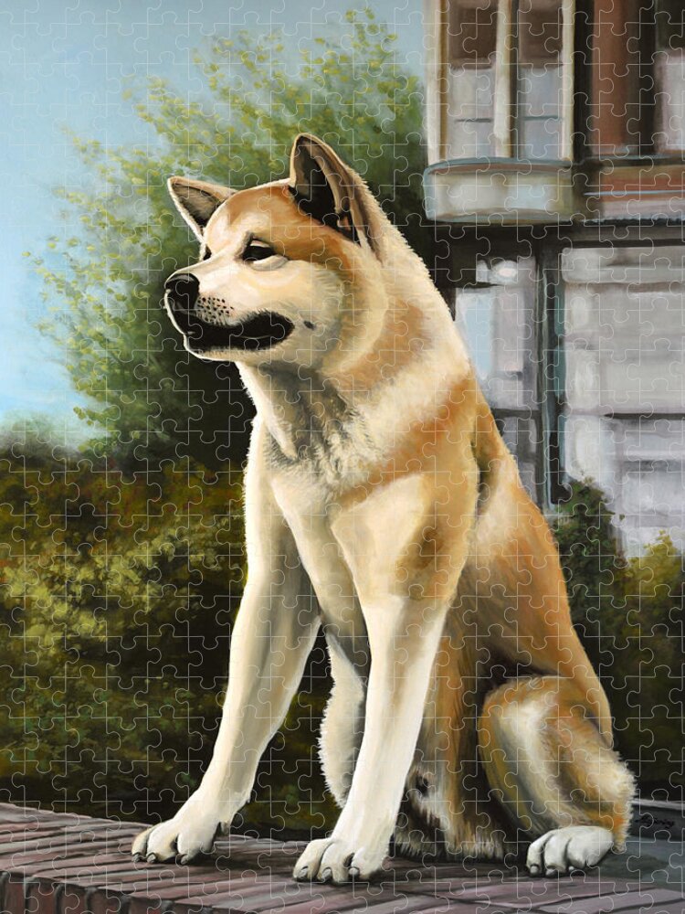 Hachi Jigsaw Puzzle featuring the painting Hachi Painting by Paul Meijering