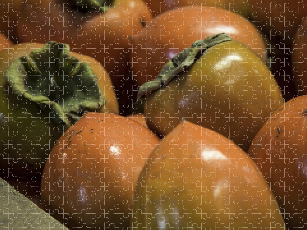 Persimmons Jigsaw Puzzle featuring the photograph Hachiya Persimmons by Caitlyn Grasso