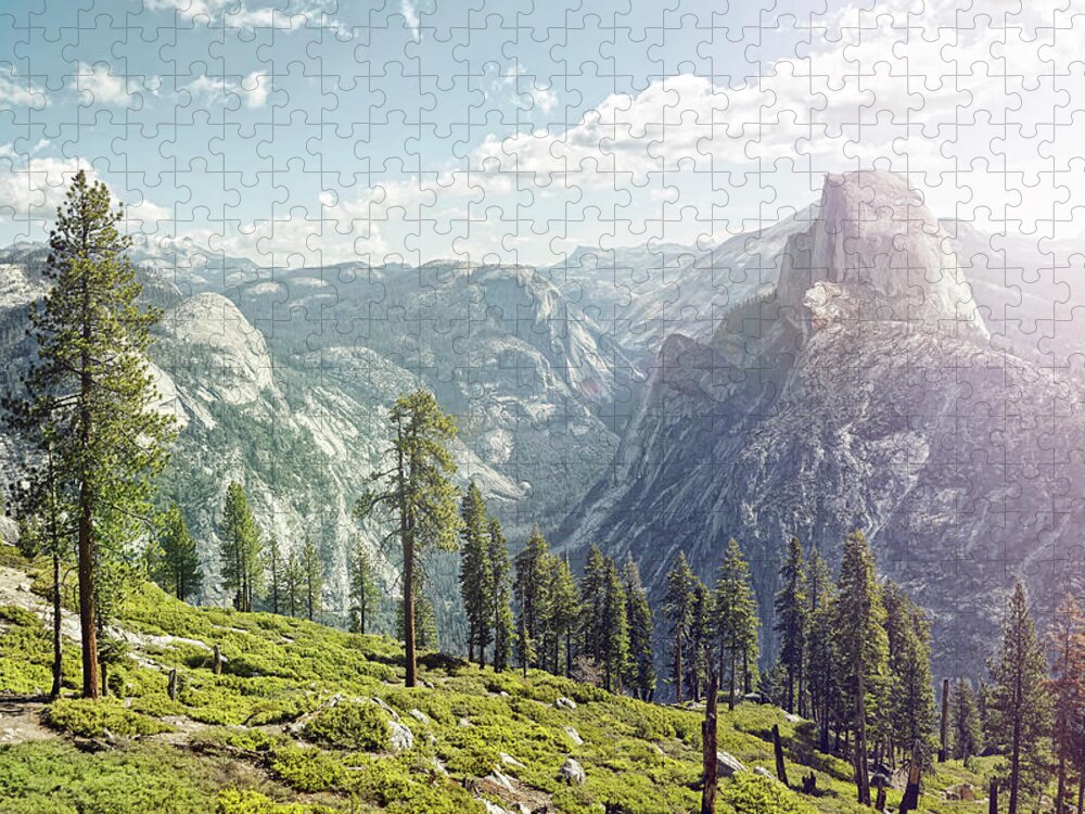 Scenics Jigsaw Puzzle featuring the photograph Half Dome In Yosemite With Foreground by James O'neil
