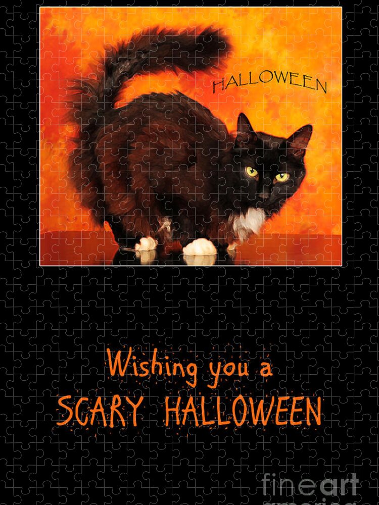 Scary Jigsaw Puzzle featuring the photograph Halloween Cat by Randi Grace Nilsberg