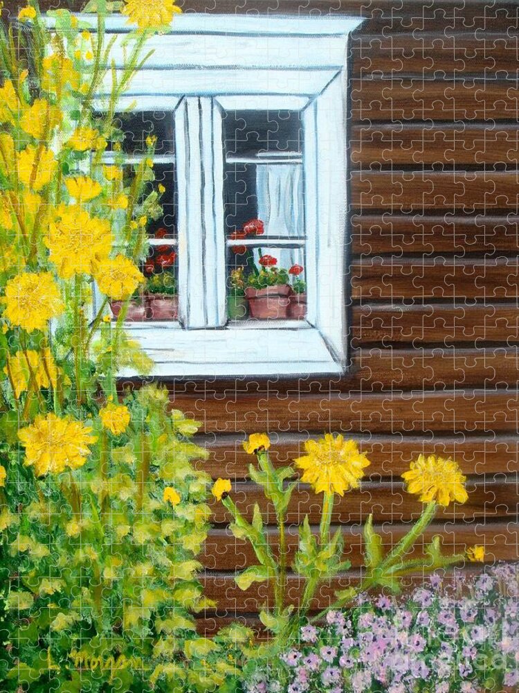 Window Jigsaw Puzzle featuring the painting Happy Homestead by Laurie Morgan