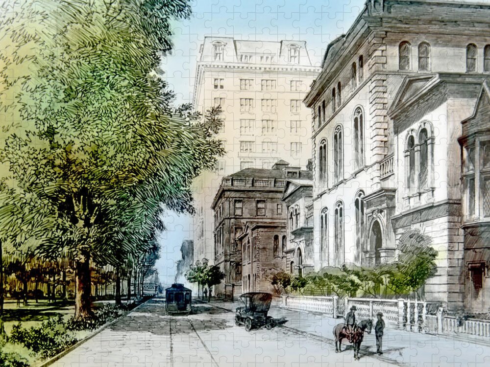 Harrisons Residence Jigsaw Puzzle featuring the photograph Harrison Residence East Rittenhouse Square Philadelphia c 1890 by A Macarthur Gurmankin