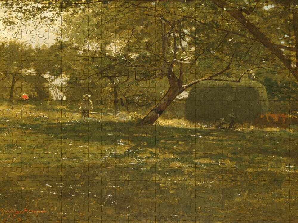 Winslow Homer Jigsaw Puzzle featuring the painting Harvest Scene by Winslow Homer