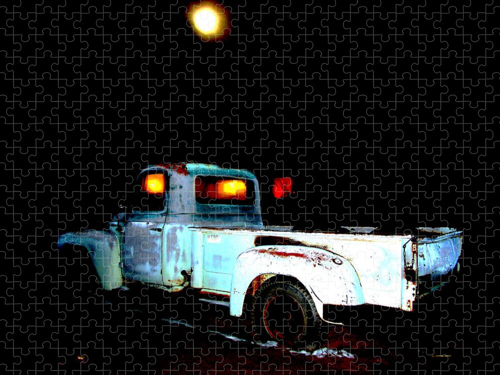 Digital Art Jigsaw Puzzle featuring the digital art Haunted truck by Cathy Anderson