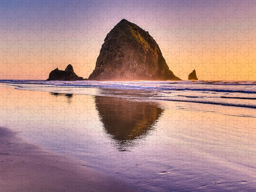 Haystack Rock Jigsaw Puzzle featuring the photograph Haystack Rock by Adam Mateo Fierro