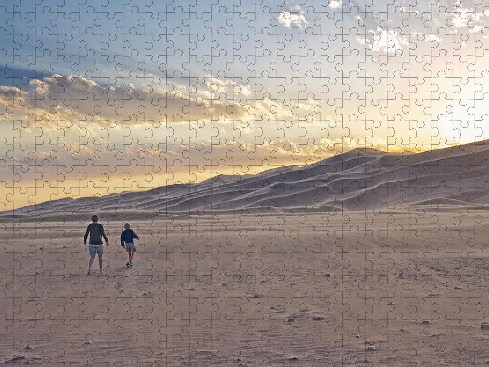 Sand Dunes Jigsaw Puzzle featuring the photograph Headed Towards the Sun by Mary Lee Dereske