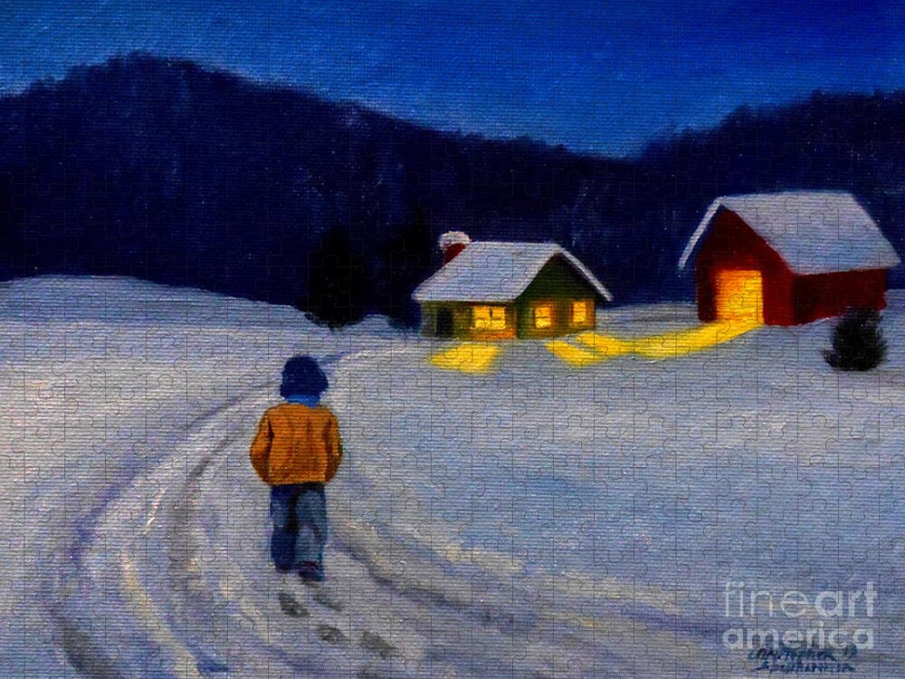Boy Jigsaw Puzzle featuring the painting Heading Back Home by Christopher Shellhammer