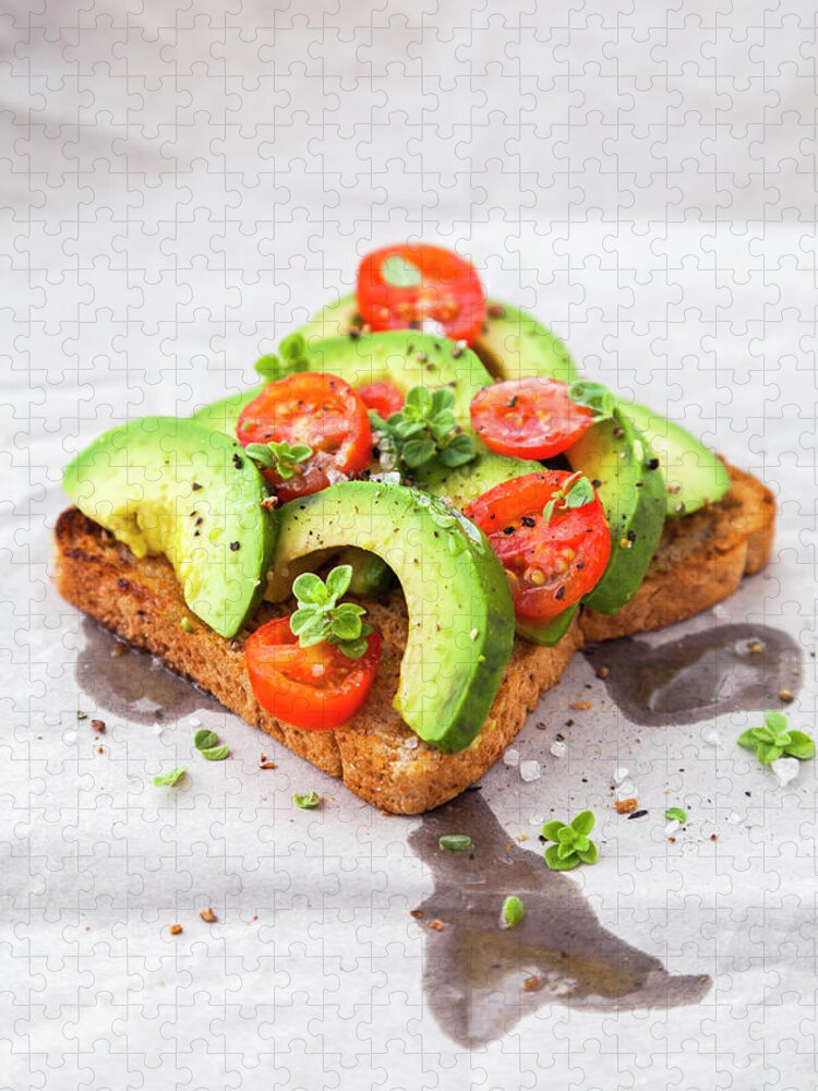 Rosario Jigsaw Puzzle featuring the photograph Healthy Toast With Avocado And Cherry by Flavia Morlachetti