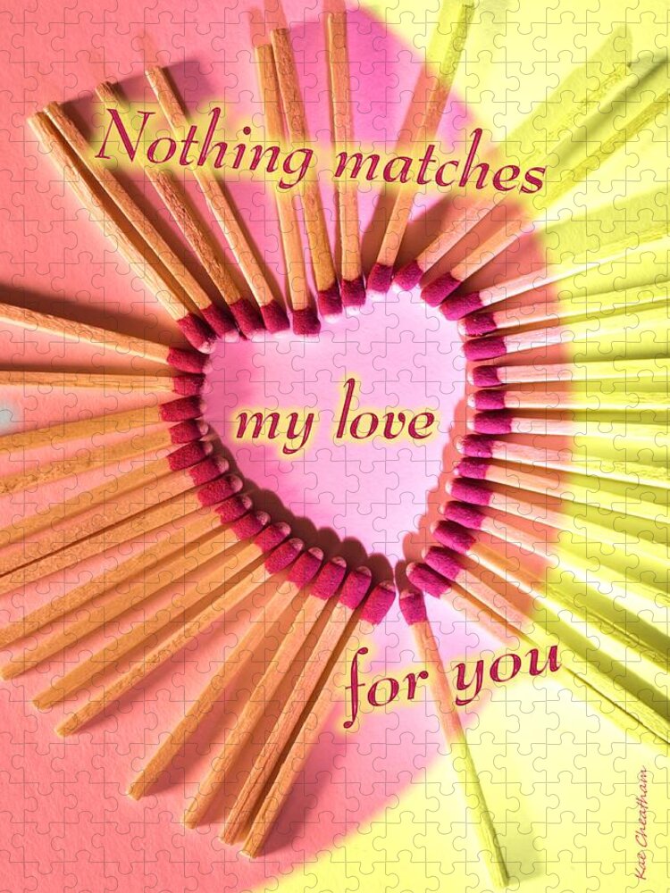 Small Matches Jigsaw Puzzle featuring the mixed media Heart Matches by Kae Cheatham