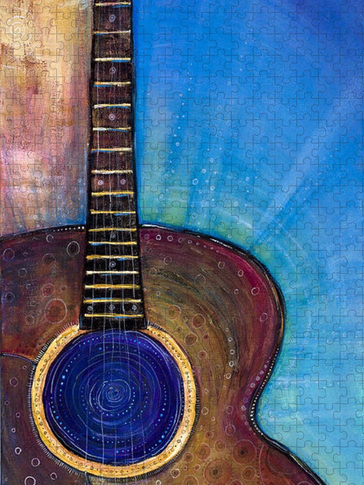 Guitar Jigsaw Puzzle featuring the painting Heart Song by Tanielle Childers