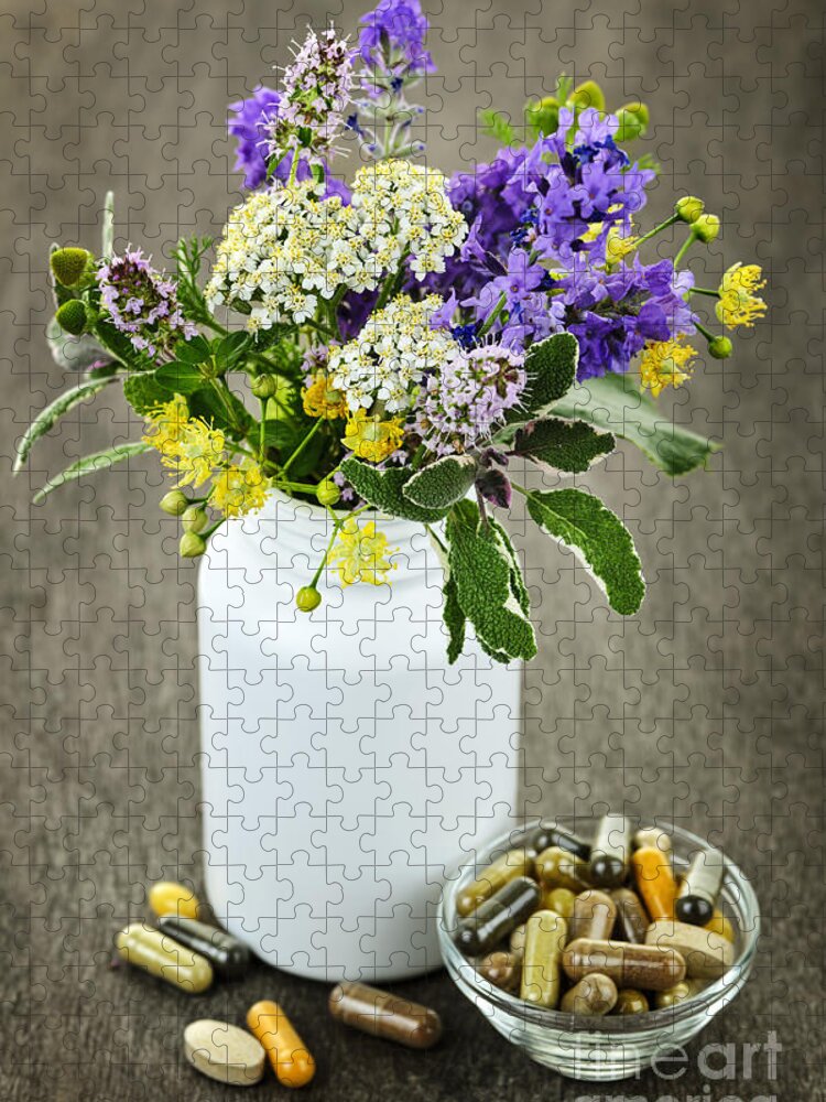 Herbs Jigsaw Puzzle featuring the photograph Herbal medicine and plants by Elena Elisseeva
