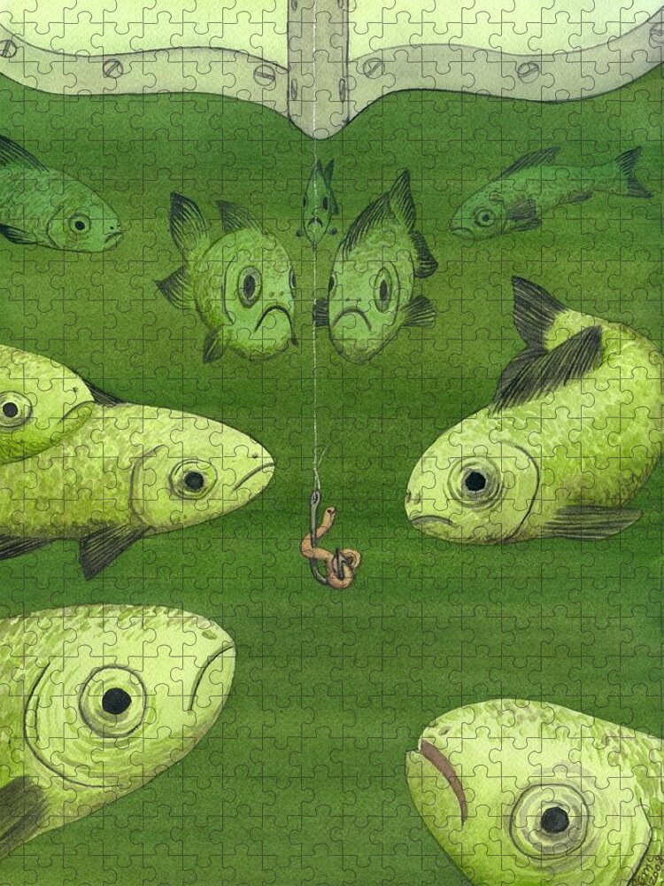 Fish Jigsaw Puzzle featuring the painting Hesitation by Catherine G McElroy