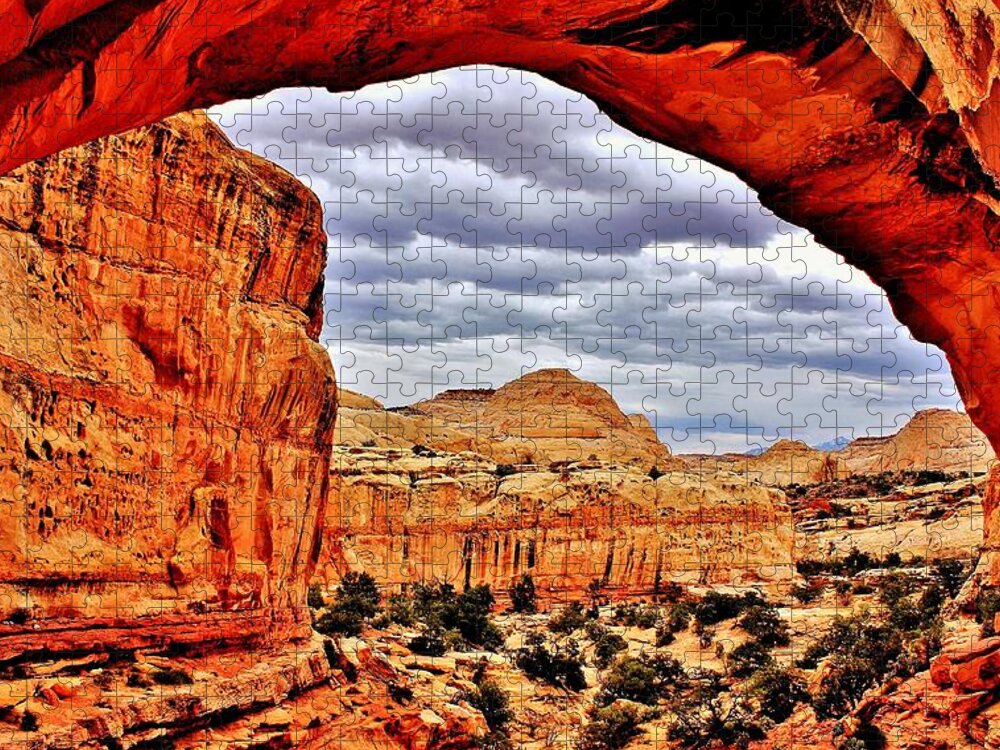 Hickman Jigsaw Puzzle featuring the photograph Hickman Bridge in Capitol Reef by Benjamin Yeager