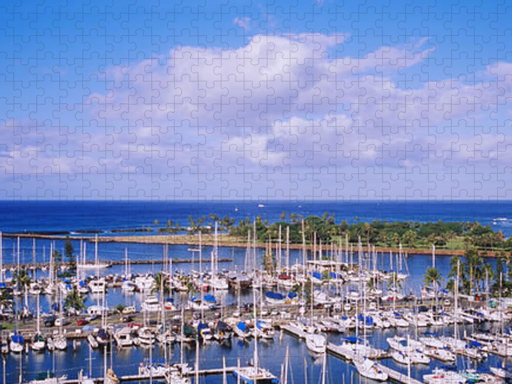 Photography Jigsaw Puzzle featuring the photograph High Angle View Of Boats In A Row, Ala by Panoramic Images