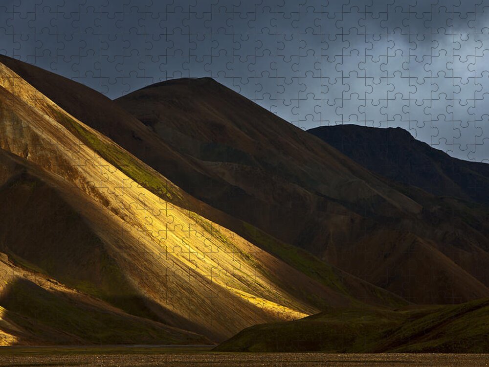 Heike Odermatt Jigsaw Puzzle featuring the photograph Hills At Sunset Landmannalaugar by Heike Odermatt